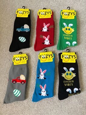 🔥🆕🔥 Foozys Men’s Easter Crew Socks Lot - 6 Pairs Size 10-13